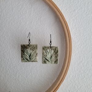 Ceramic Spruce Tip Impression Earrings Pine Trees